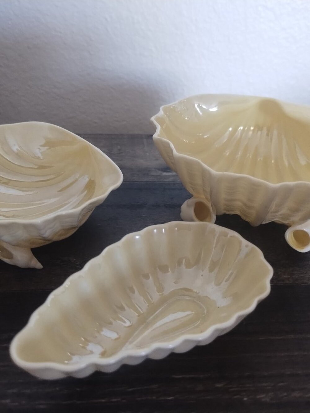 Belleek pottery Irish fine porcelain trinket dishes shell beach conch seaside